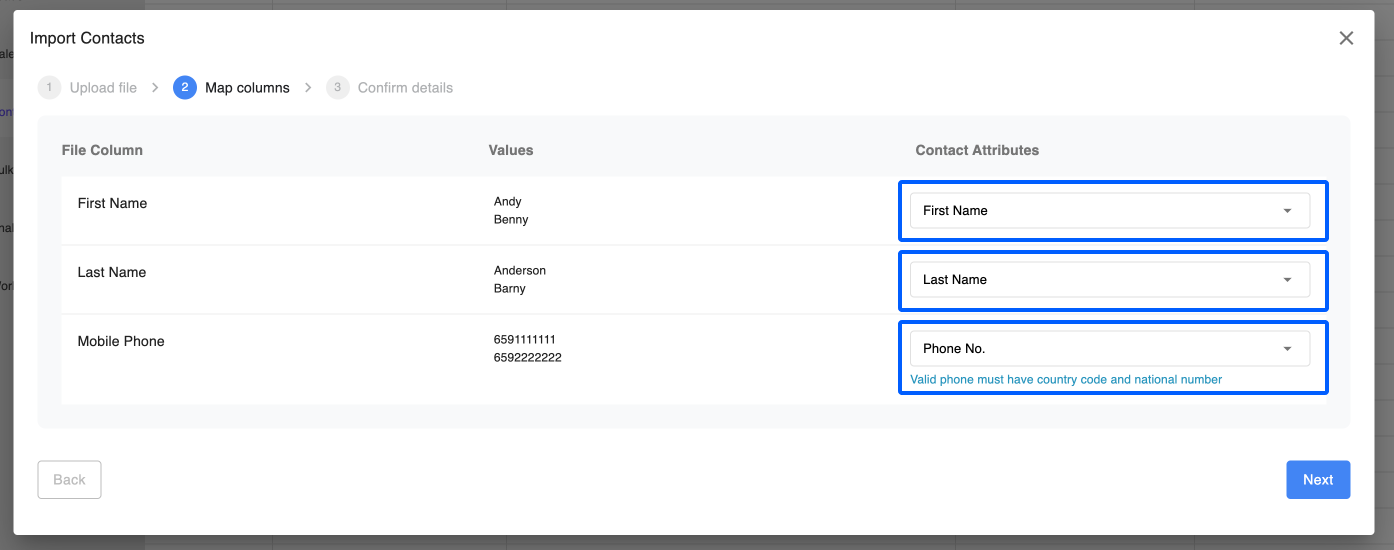 Contact Fields Mapping