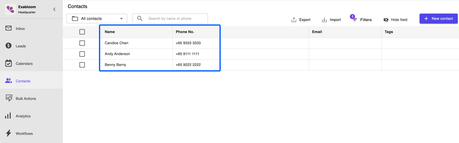 Successfully Imported Contacts