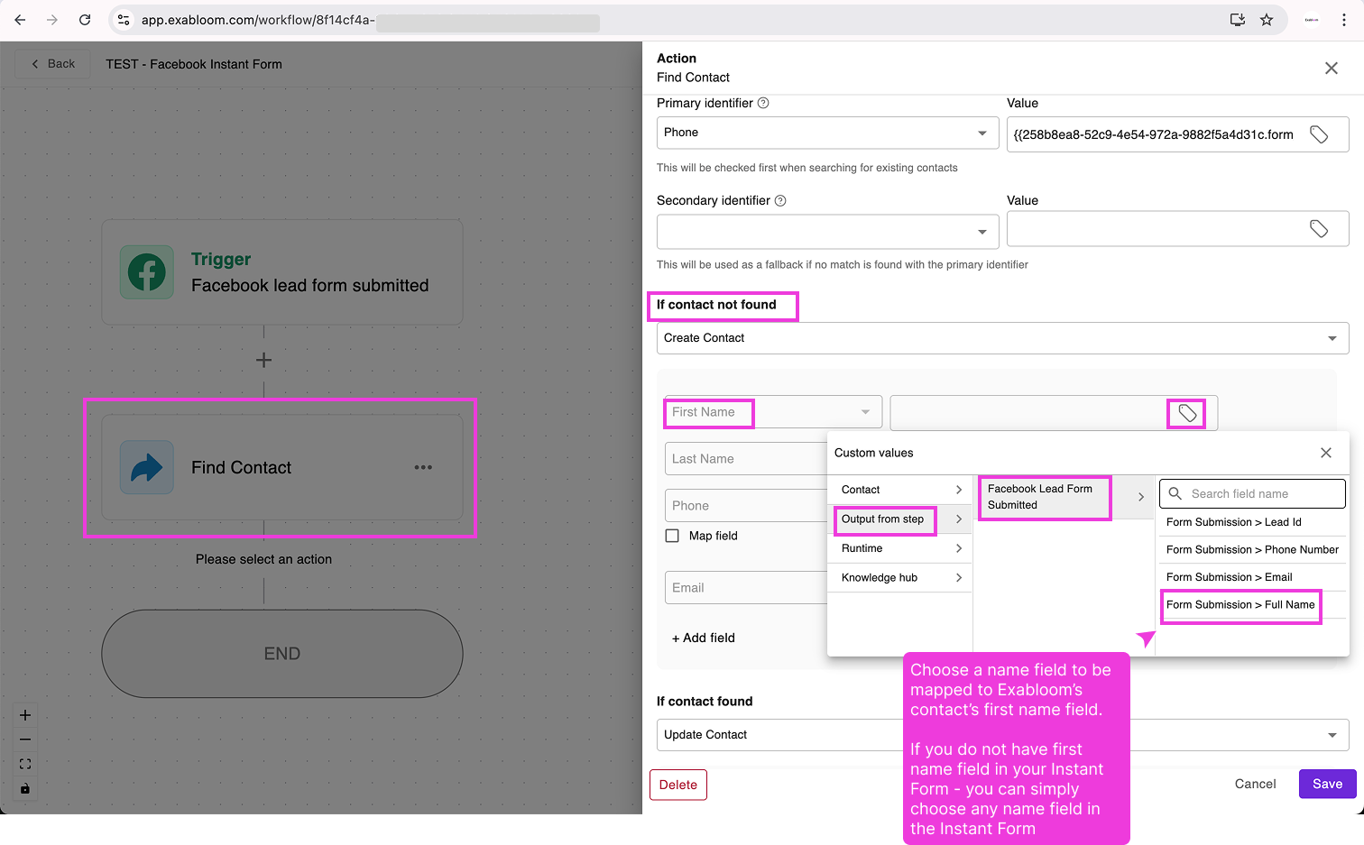 Mapping the name field for new contacts